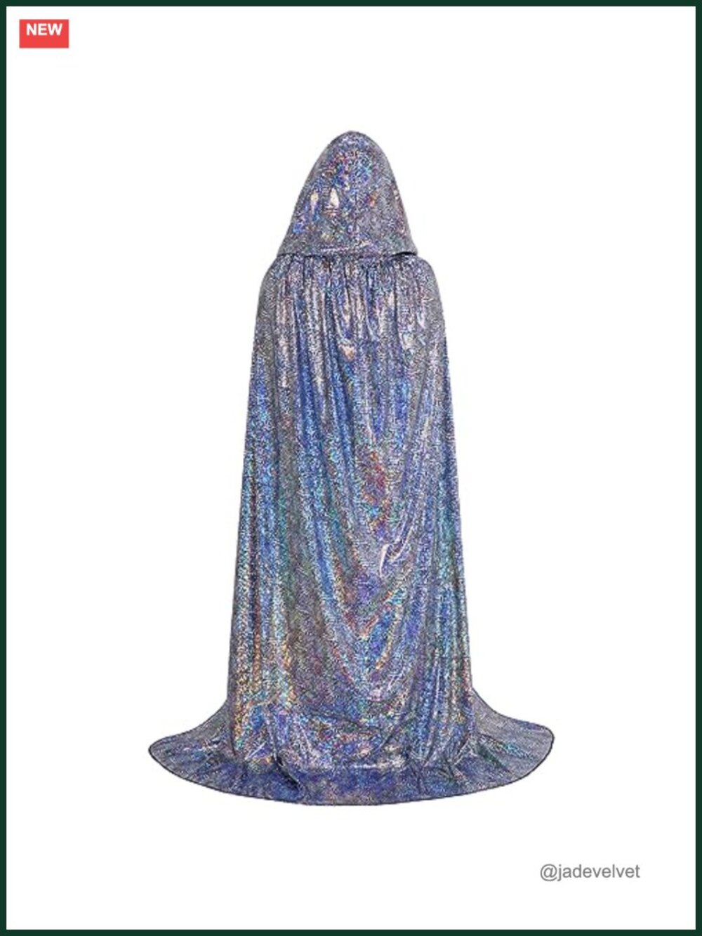 Hooded Cape Full Length Shiny Holographic Cloak Party Robe Cosplay